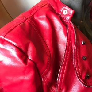 Motor cycle zipper styled red jacket new